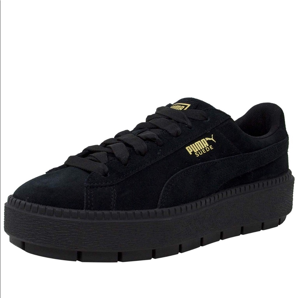 Womens 11 suede black platform trace sneakers
